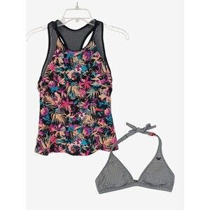 Womens Bundle Bikini Top/Tankini Small Kinesis Floral Mesh Roxy Reversible Swim